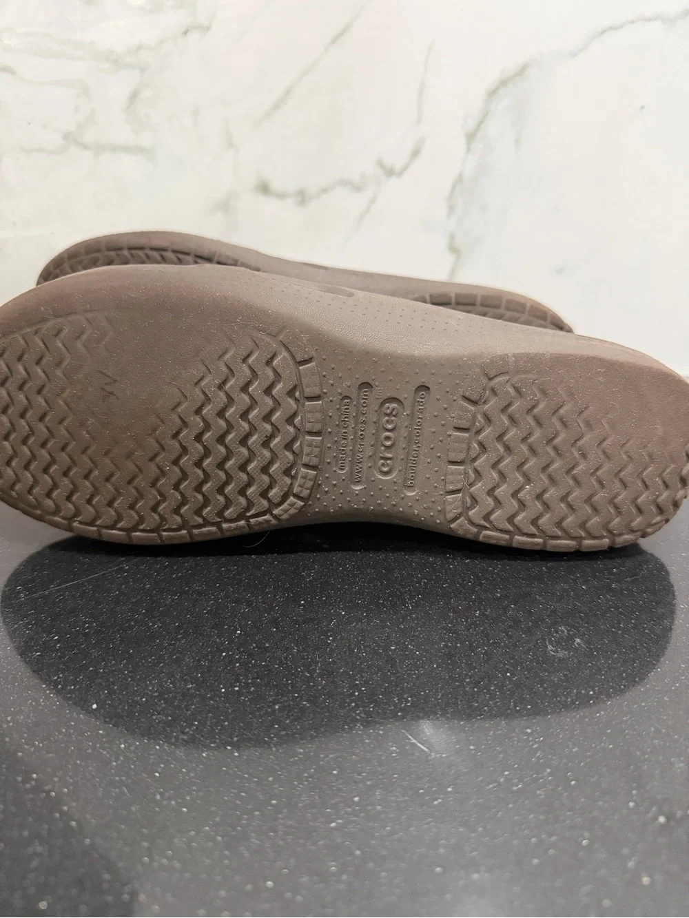 CROCS Men's cove sport boat deck  Brown Leather-Texture loafers